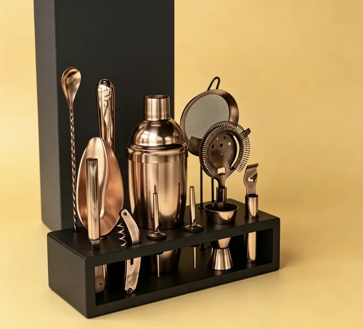 13-Piece Cocktail Shaker Set Durable Stainless Steel Antique Copper Bartender Kit 750ml Capacity |