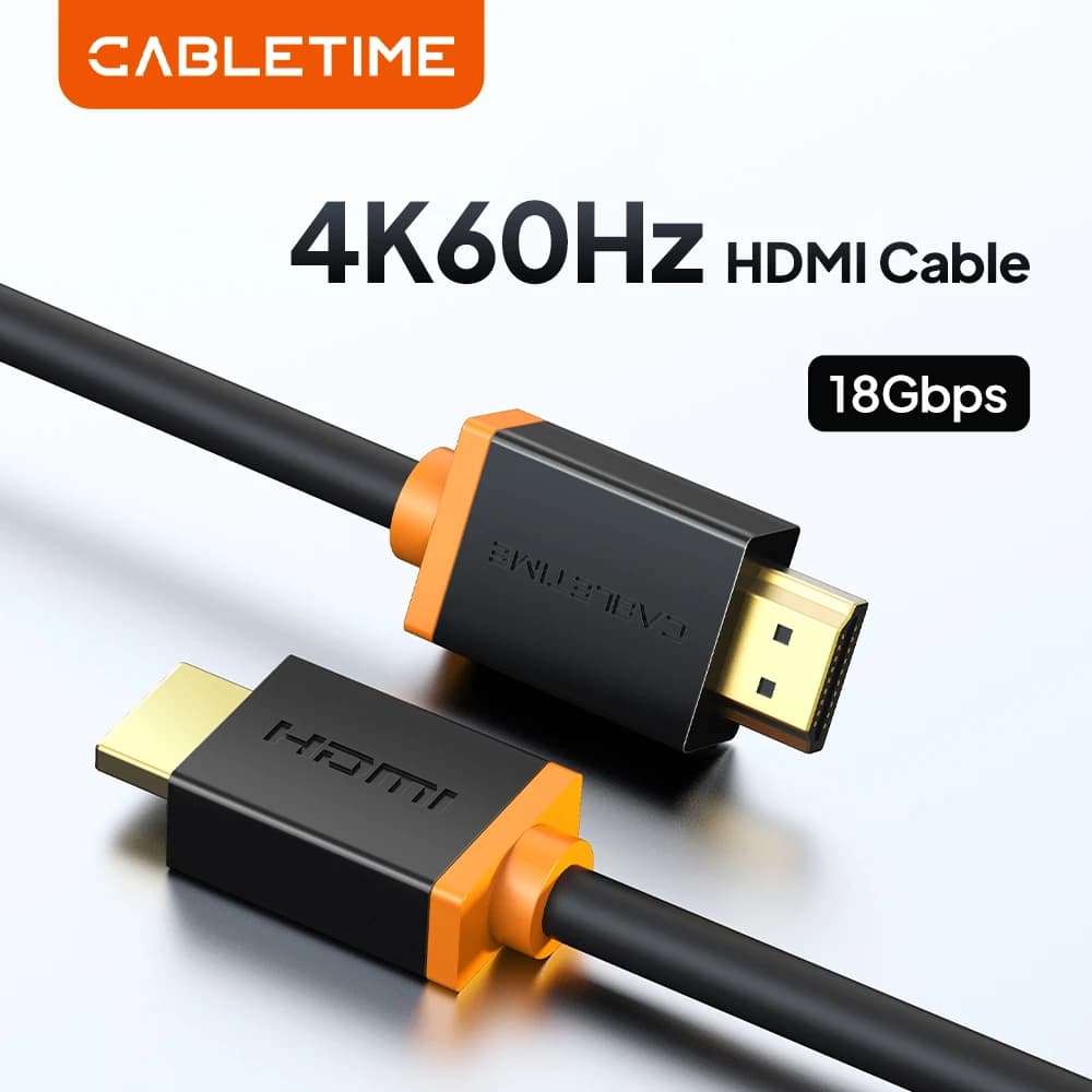 Cavo HDMI CABLETIME 4K, Cavo HDMI 2.0, Risoluzione 4K@60Hz, 18Gbps, Cavo HDMI in PVC per PC, Laptop, Monitor