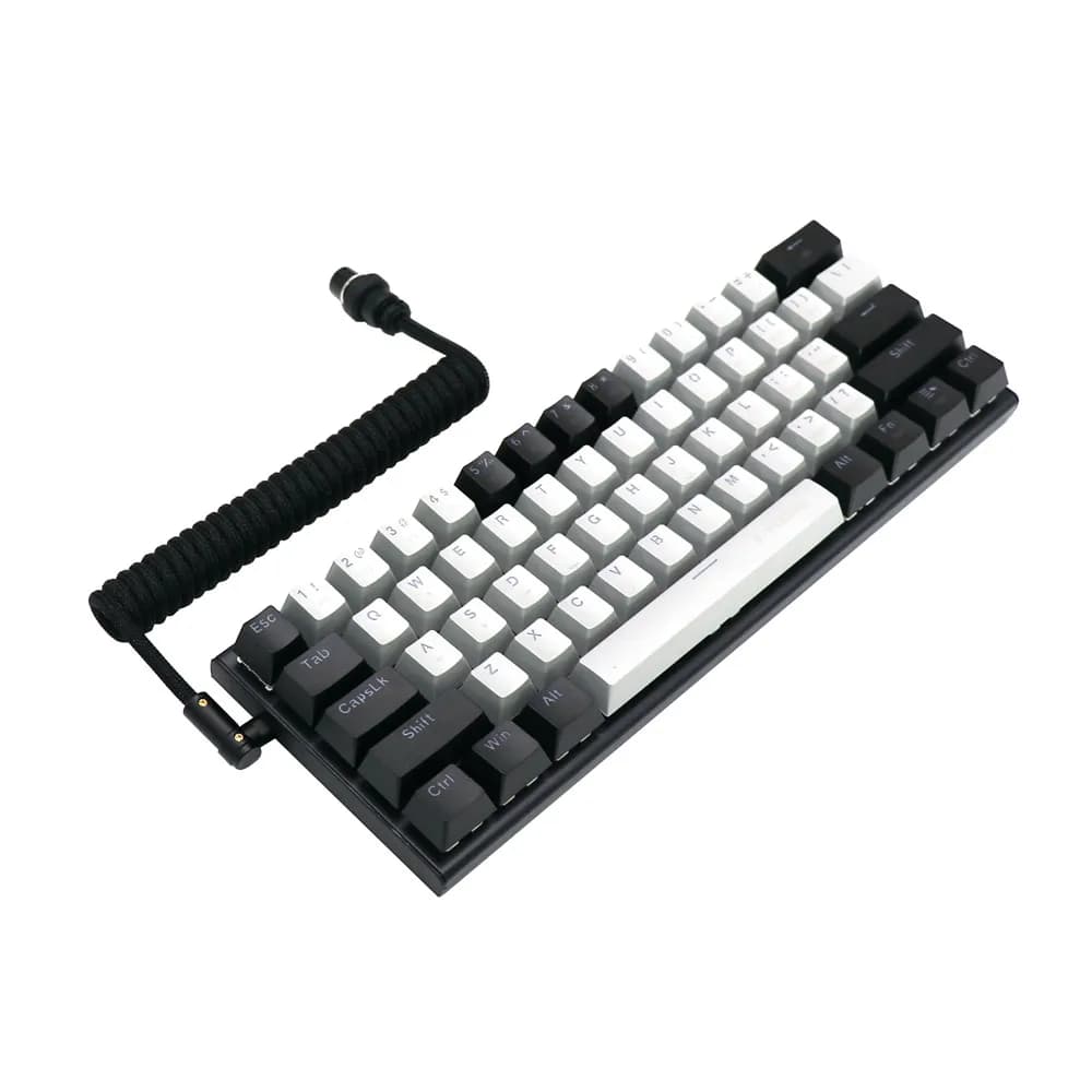 Angitu Premium fai da te personalizzato da USB a tipo C cavo a spirale per tastiera meccanica con metallo a 90 gradi tipo C nero bianco