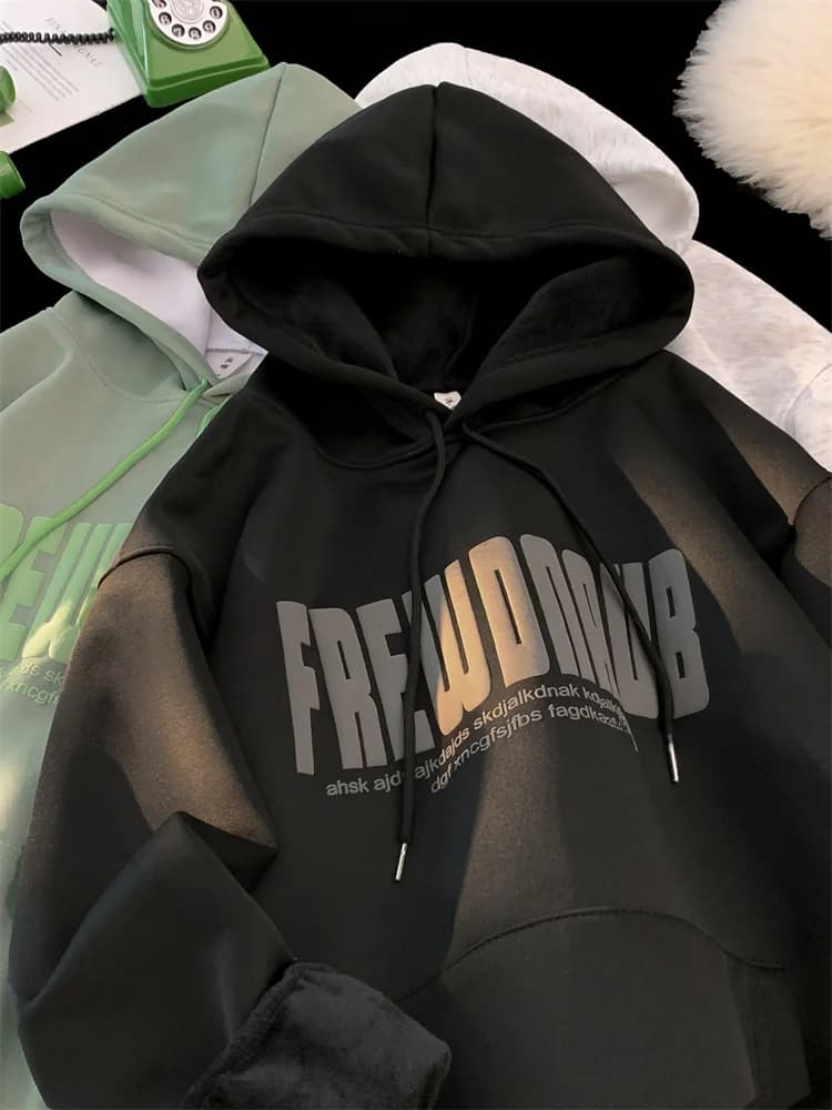 Heavyweight American Hoodie Men's Fashionable Casual Top Foamed Print Unisex Jacket Trendy Loose Fit Overhead Youth Winter