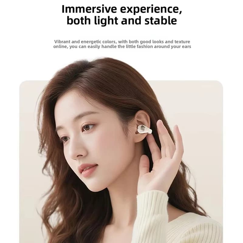 Bluetooth Wireless Clip headphones for Earrings, External Sports Headphones with Charging Case, HIFI headphones for Xiaomi, Running Headphones