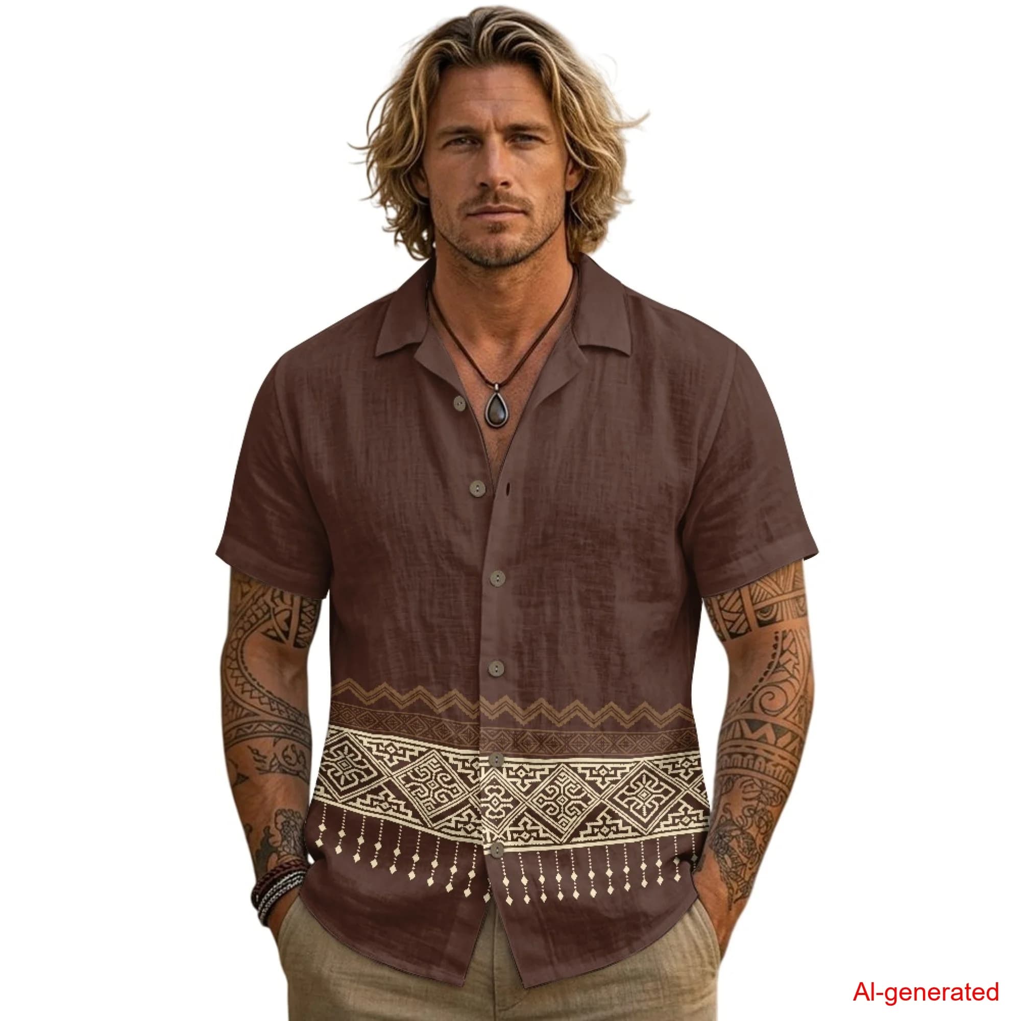 INSTANTARTS Men's Linen Short-Sleeved Shirt Retro Stripes Button Down Shirt for Men Summer Linen Tops Trendy Beach Blouses 2026