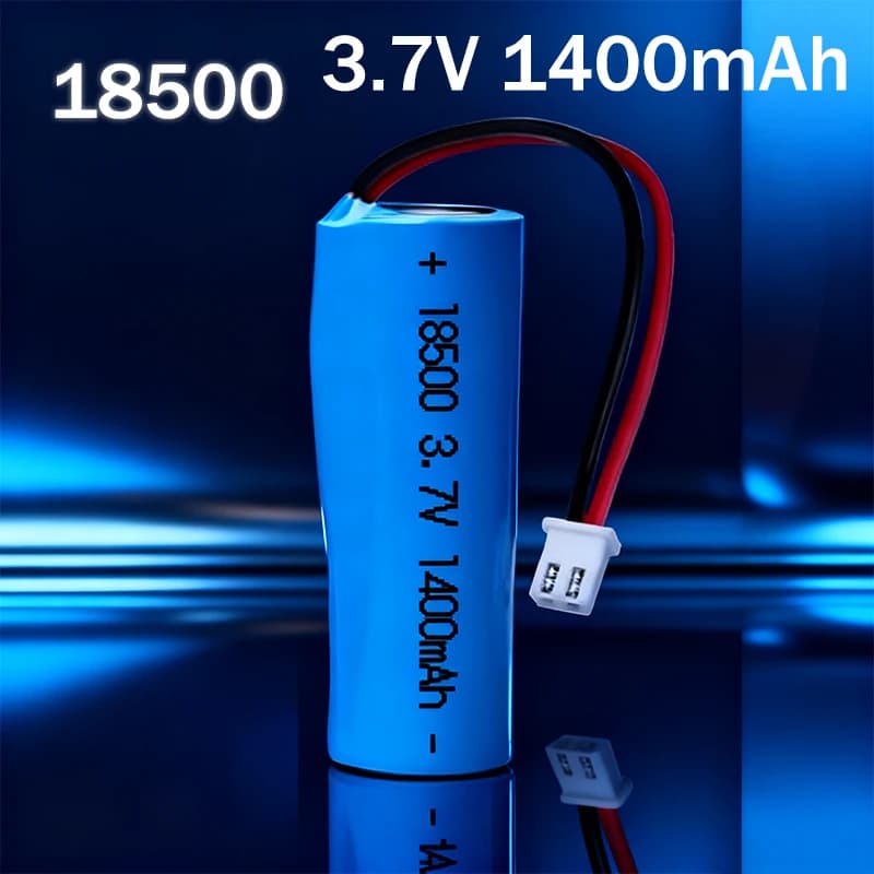 3.7V 1400mAh 18500 Rechargeable Lithium Battery with Connector Cables for Flashlight Radio Keyboard Mouse