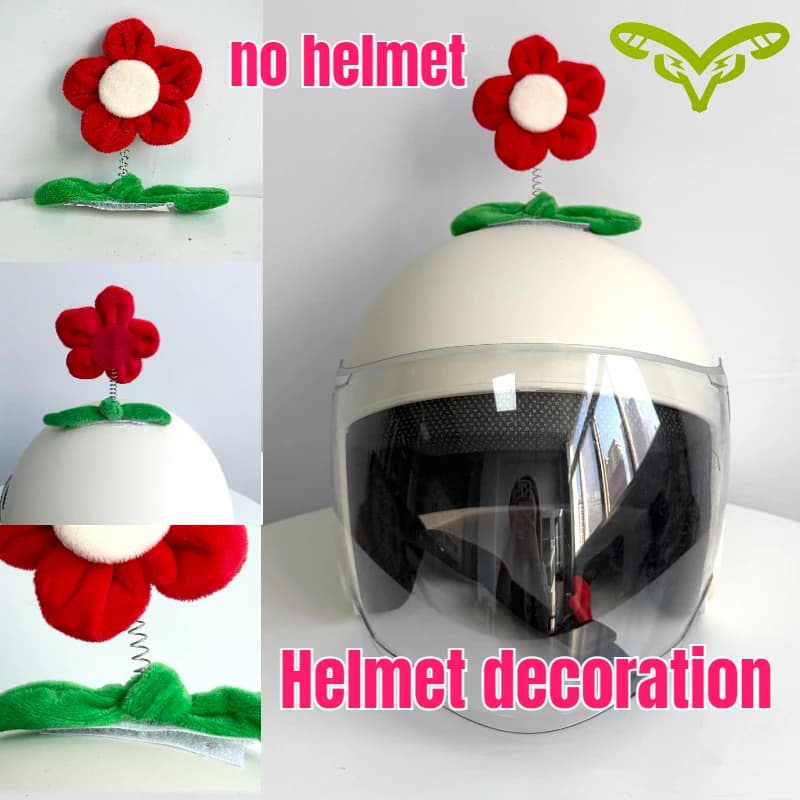 Helmet Decoration Electric Bike Motorcycle Helmet Universal Small Red Flower Knitted Flower Cute Decorative Accessories