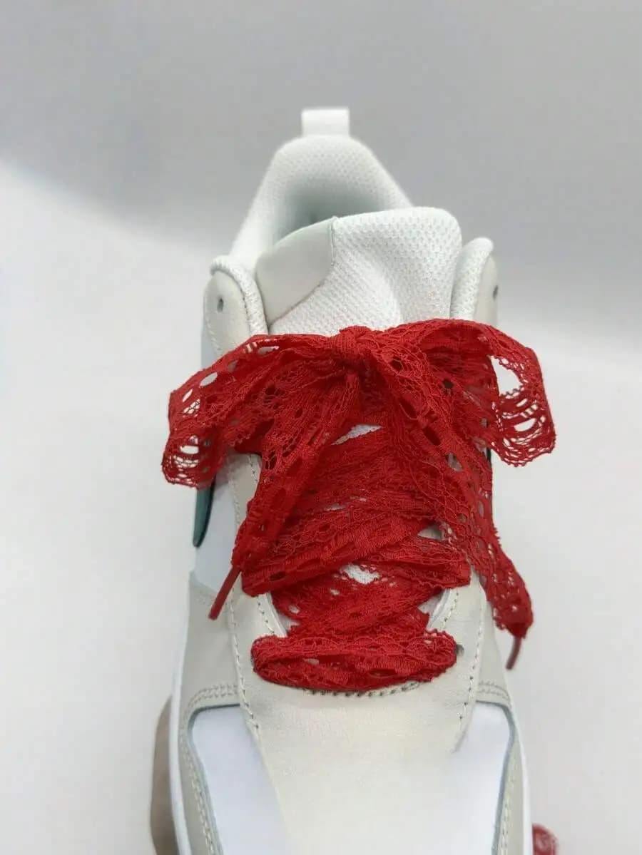 Lacci Rossi in Pizzo per Sneakers, Scarpe in Tela e Pelle, Lacci Decorativi Piatti e Traforati per Donne Adulte