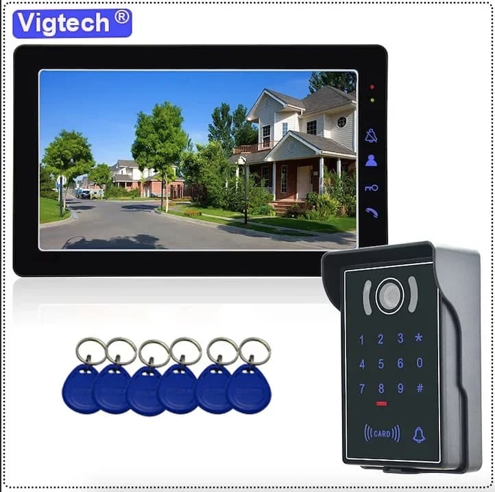 1080P HD 9" Wired Video Intercom System Ring Doorbell Night Vision IR IP65 Password Remote Unlock Id Card Access Control