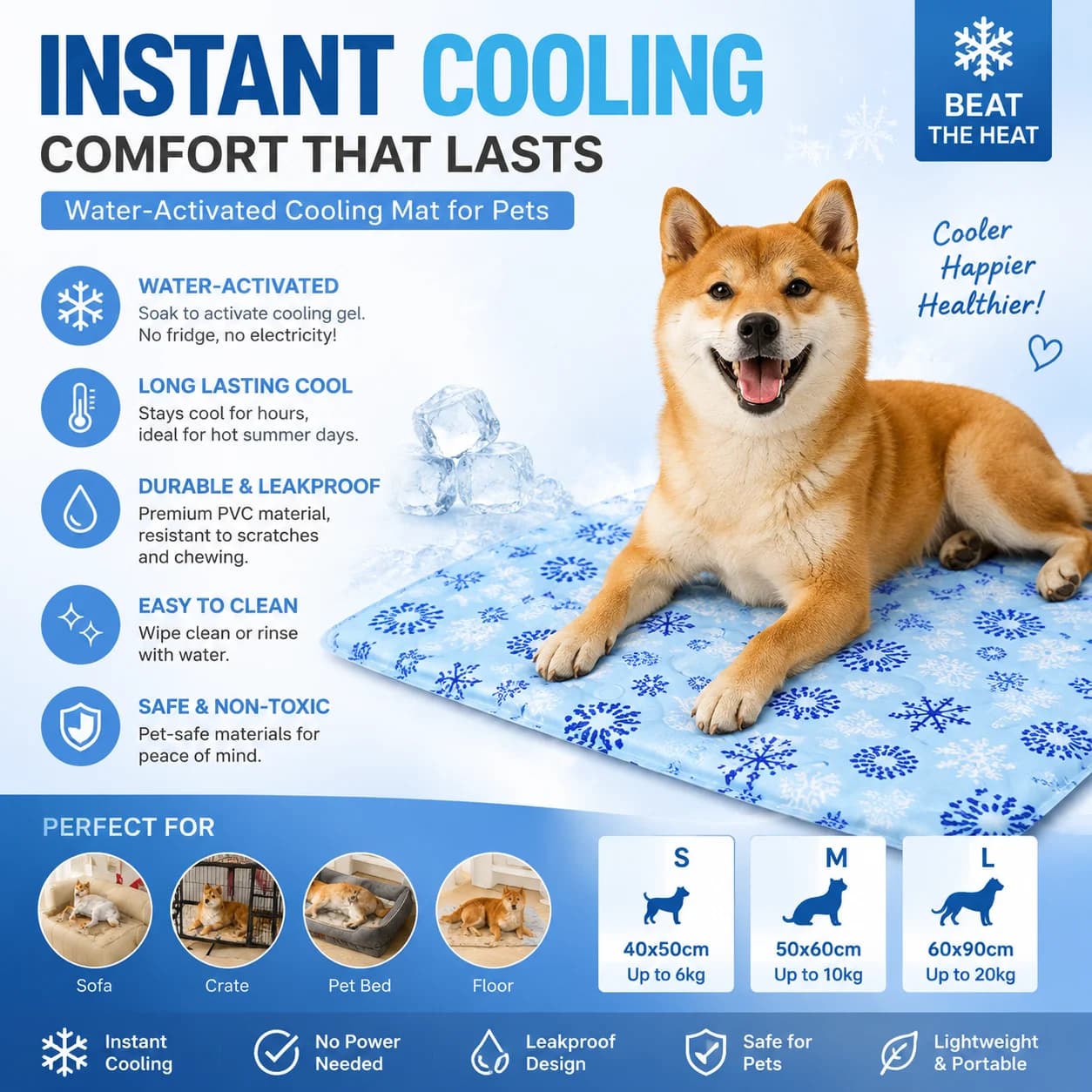 Pet Cooling Mat Water Injection Cool Pad for Dogs Cats Waterproof Wear Resistant Summer Cooling Cushion Pet Bed Accessories