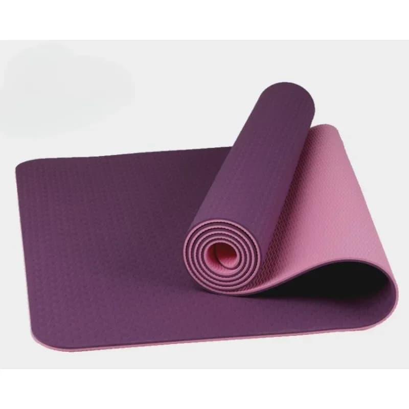 Two-tone TPE Yoga Mat, 183x80x0.8 Cm, Comes with A Mesh Bag and Tie Cord; Compact and Portable, Making It Easy To Fold and Store