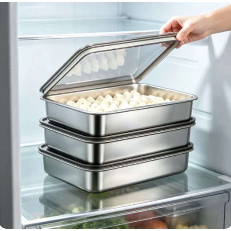 3 Pack Stainless Steel Baking Trays with Lids Non-Stick Roasting Pans Meat Vegetables Home Restaurant Cooking