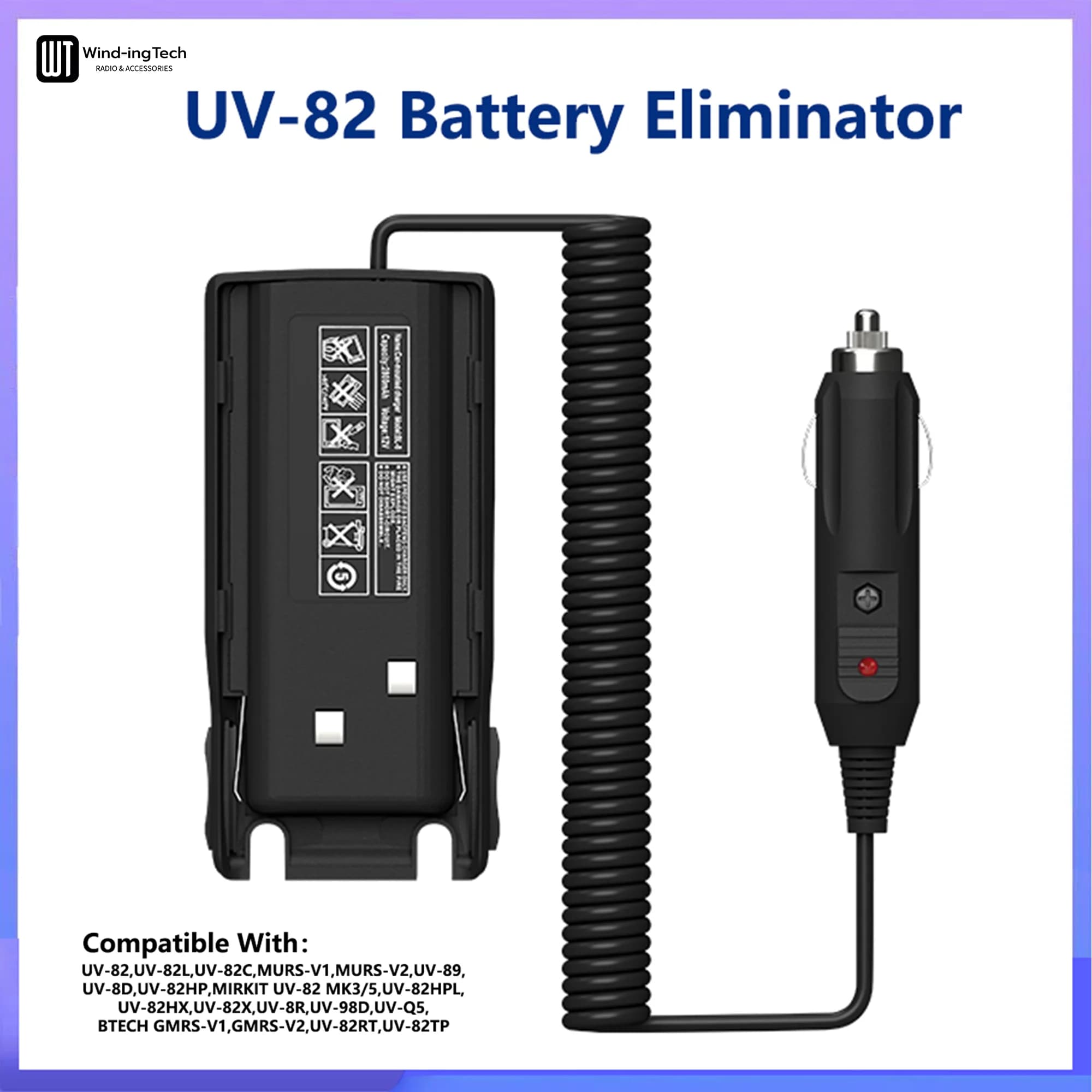 1/2PCS Eliminatore di Batteria UV-82 Caricatore Accendisigari Per Auto Per UV-82L UV-89 GMRS-V1 MURS-V2 Baofeng Walkie Talkie Accessorio