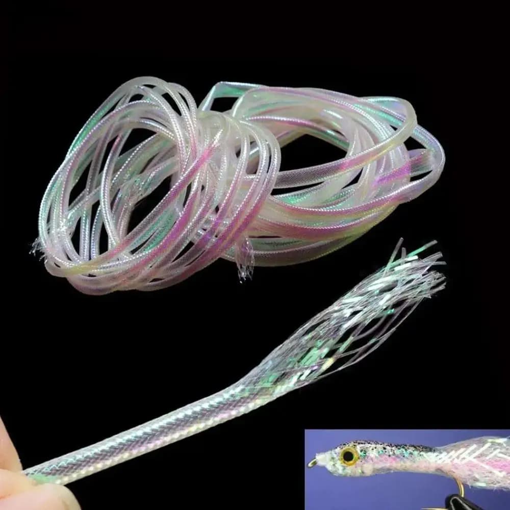 Fly Tying Midge Ribbing Nymph Streamer materiale del corpo Pearl Flasher String Minnow Multicolor Tinsel PET Mesh Tube Braid Tube
