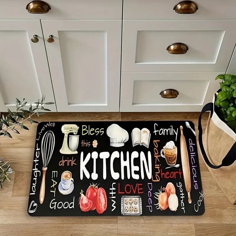 1 tappetino per porta a tema artistico da cucina, tappeto antiscivolo, adatto per soggiorno, camera da letto, bagno, decorazione della casa delle vacanze