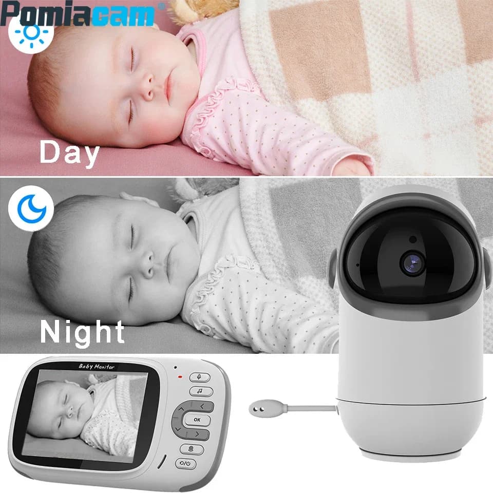 Baby Monitor Schermo IPS da 3,2 pollici 720P Citofono PTZ wireless Display della temperatura Telecamera per tata Telecamera per tata a lungo raggio VB802