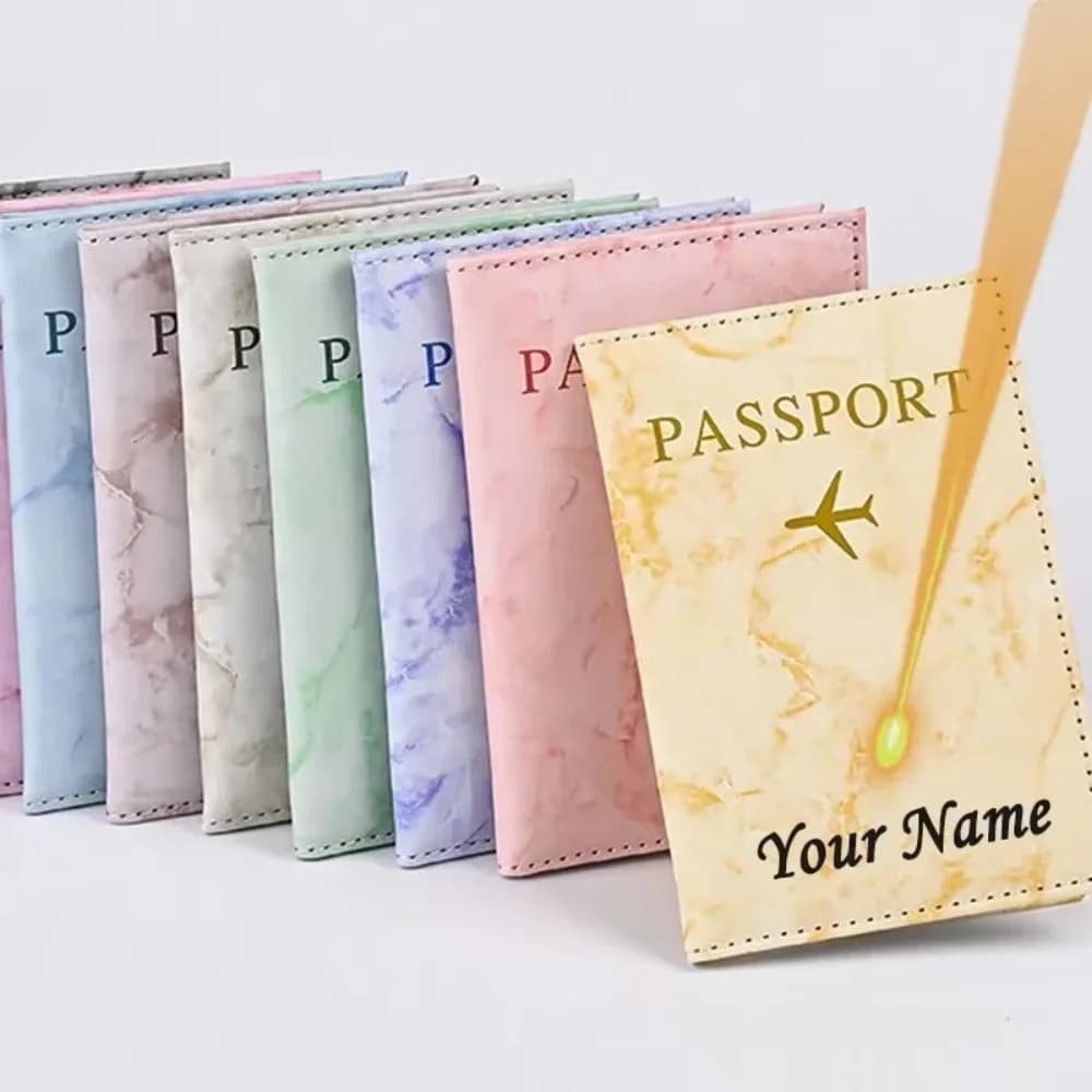 Customized Name Unisex PU Leather Passport Cover,Personalized Premium Quality Travel Holder for Women & Men