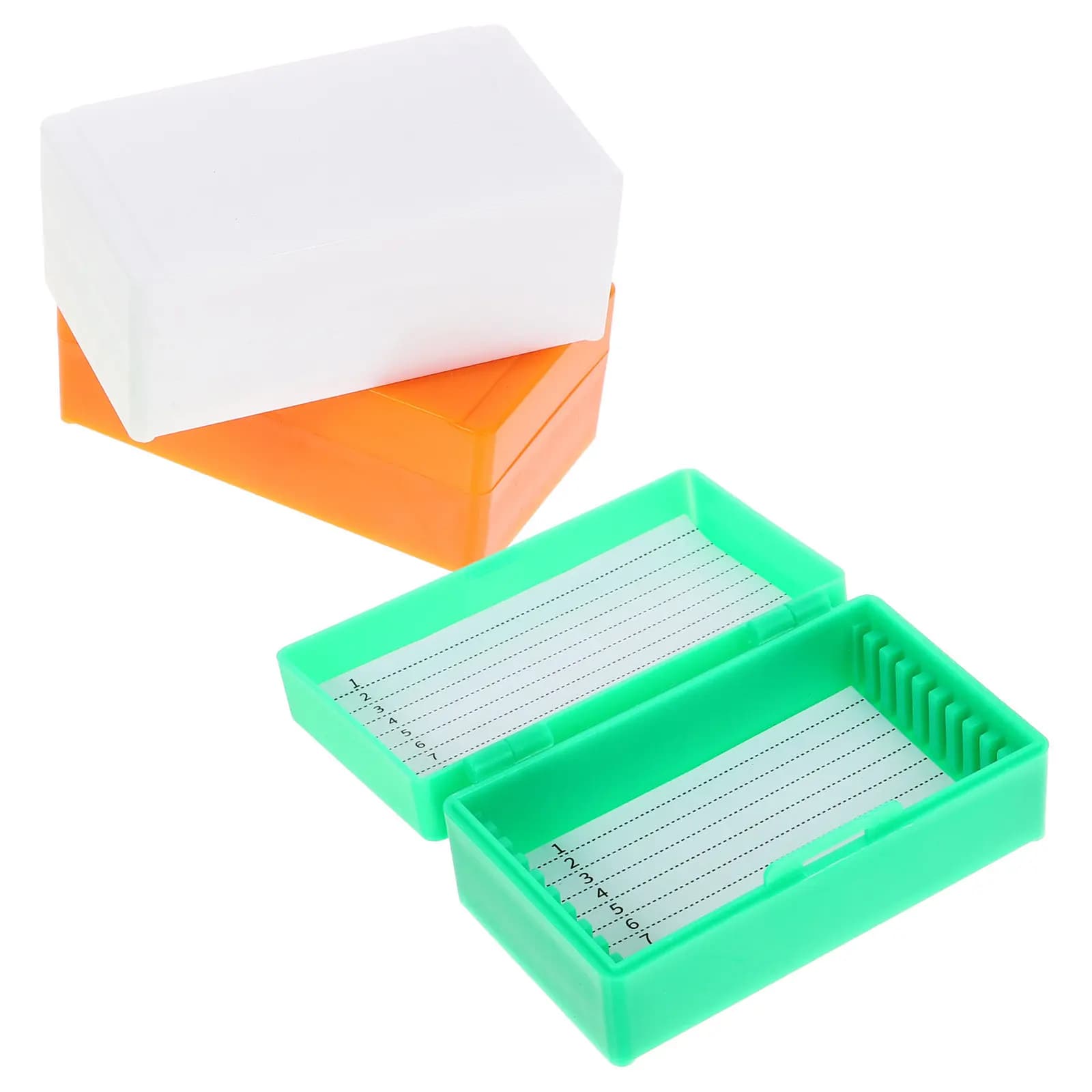 Scatole per la conservazione di vetrini da microscopio, 3 pezzi, di grande capacità, riutilizzabili, per organizzare vetrini da laboratorio, con coperchio protettivo, in plastica, per campioni