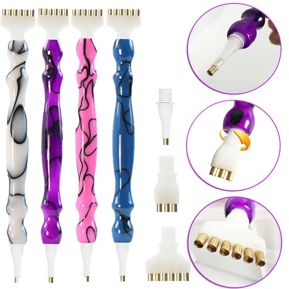 Set of Pens for Application Strass 5D Fai-da-Te, Embroidery Tool with Resin Diamonds, Accessories for Application Strass