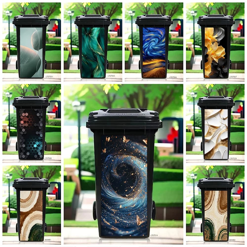 Adesivo per bidone della spazzatura Cosmic Galaxy Nebula, design astratto luminoso, decorazione impermeabile e rimovibile per bidone della spazzatura da esterno