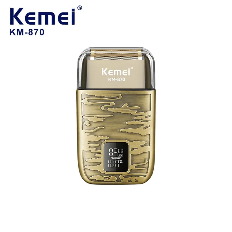 Kemei Mini Barba Trimmer Clipper Razor Km-870 Metal Rechargeable Portable Electric Razor with LCD Display