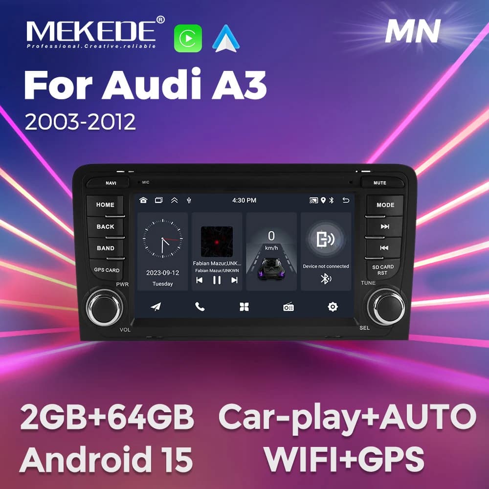 Autoradio Android 15 MEKEDE per Audi A3 8P 2003-2011 S3 RS3 Sportback, Sistema Multimediale Centrale BT con Carplay, Sistema Audio Intelligente per Auto