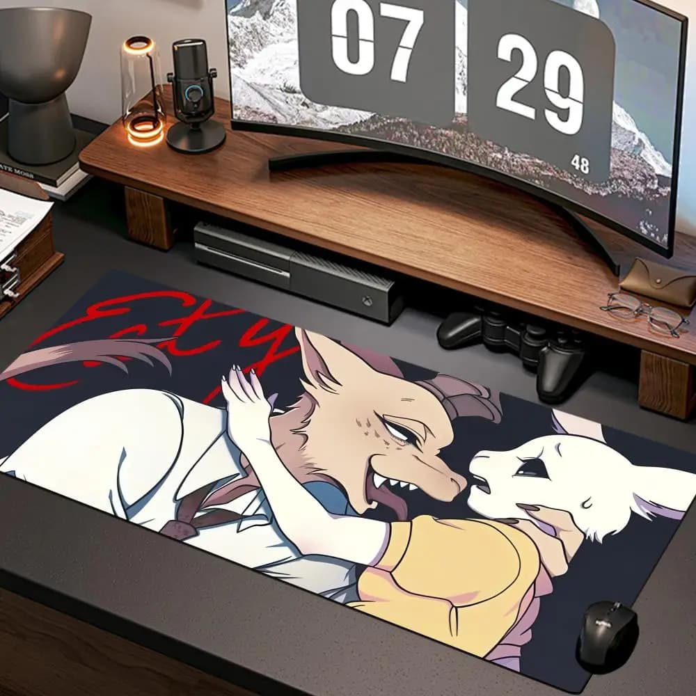 Tappetino per mouse Anime Beastar, nuovo tappetino per computer da casa XXL, tappetini da scrivania in gomma naturale, antiscivolo, accessori da gioco per ufficio.