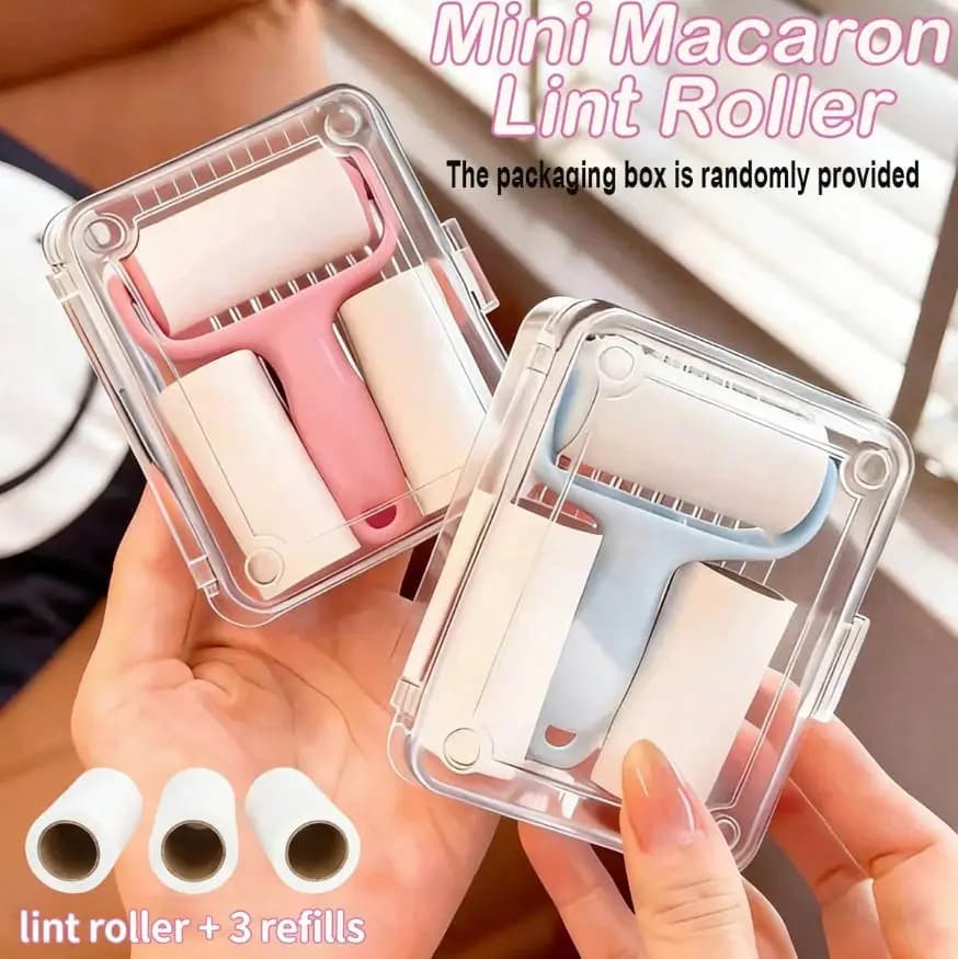 1 set di pratico kit mini rullo per la rimozione dei peli - 1 manico + 3 rotoli di ricambio, forte adesivo per la rimozione dei peli di animali domestici, facile da usare, riutilizzabile