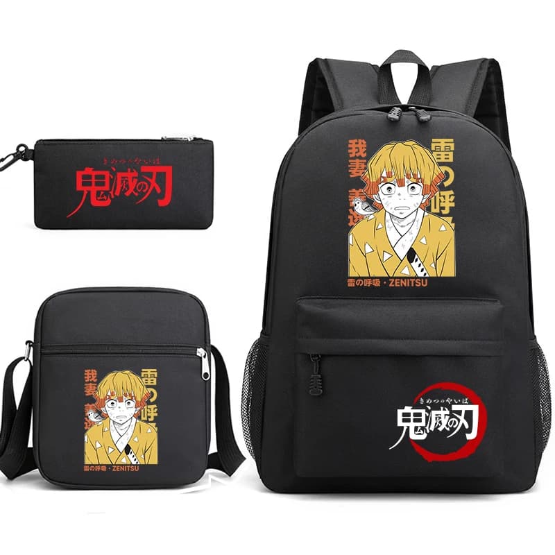 Demon Slayer Backpack Set with Matching Pencil Case and Shoulder Bag for Elementary School Kids