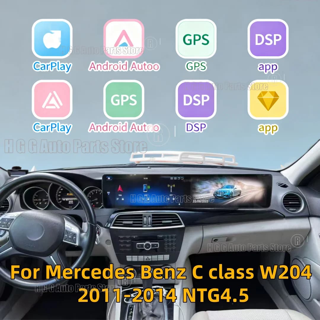 Android Per Mercedes Benz classe C W204 2011-2014 NTG4.5 GPS per auto Navi Radio 25.6 "Riprotore multimediale Wireless Carplay Android Auto
