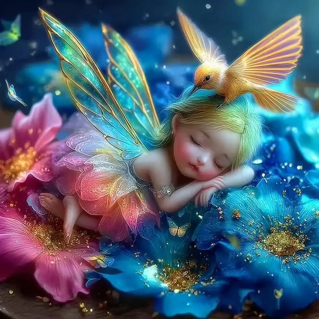 SDOYUNO Pittura Diamantata 5D Fata Dormiente Ricamo Diamantato Fiori Nuovi Arrivi Strass Quadrati e Rotondi Completi Arte Murale