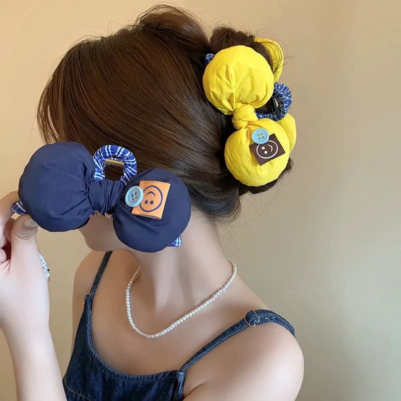 1 pz. Fermaglio per capelli ultra morbido e adorabile a forma di farfalla con fiocco, per la parte posteriore della testa, con clip a squalo AB