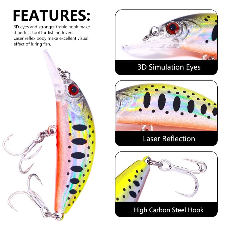 1 pcs 6 cm 5.5g Mini Minnow Fishing baits Japan Jerkbait Fish Largemouth Fishing Wobblers Dure Background Artificial bait