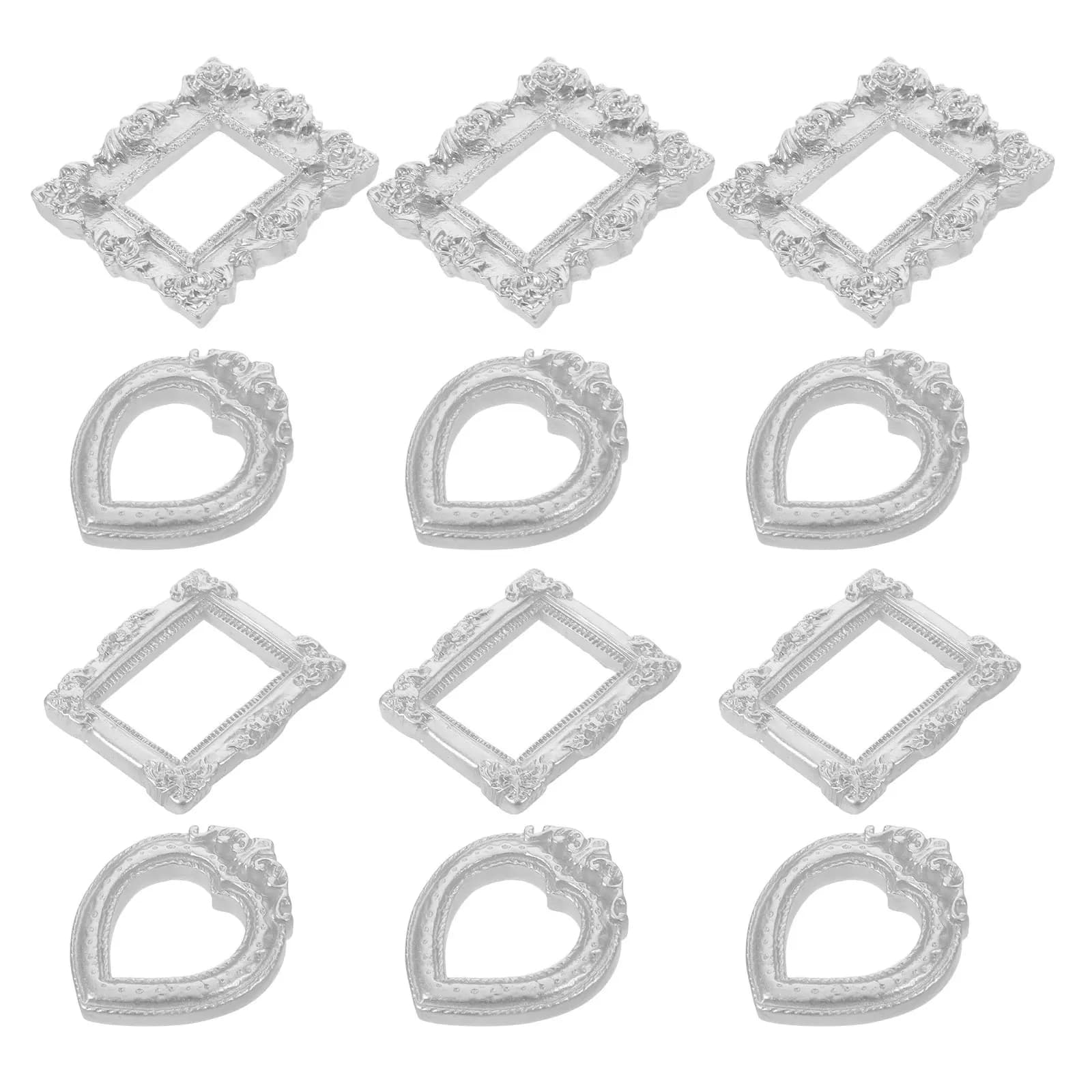 30Pcs Mini Vintage Resin Photo Frames Silver Miniature Picture Frames for DIY Crafts Scrapbook Jewelry Making Photo Props