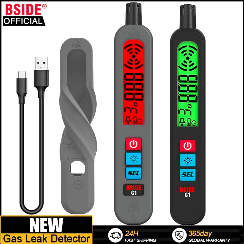 BSIDE Rilevatore di Fughe di Gas Combustibile Naturale Co2 Flammabl Alcol GPL Analizzatore di Metano Cicalino Ricaricabile Allarme PPM LEL Tester