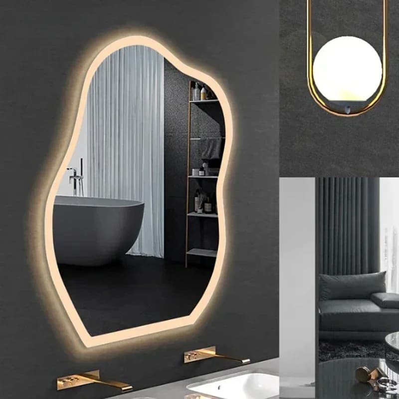 Specchi da bagno intelligenti Specchio cosmetico con luce a LED 3 colori variabili con funzione di disappannamento Specchio da bagno Specchio decorativo da parete