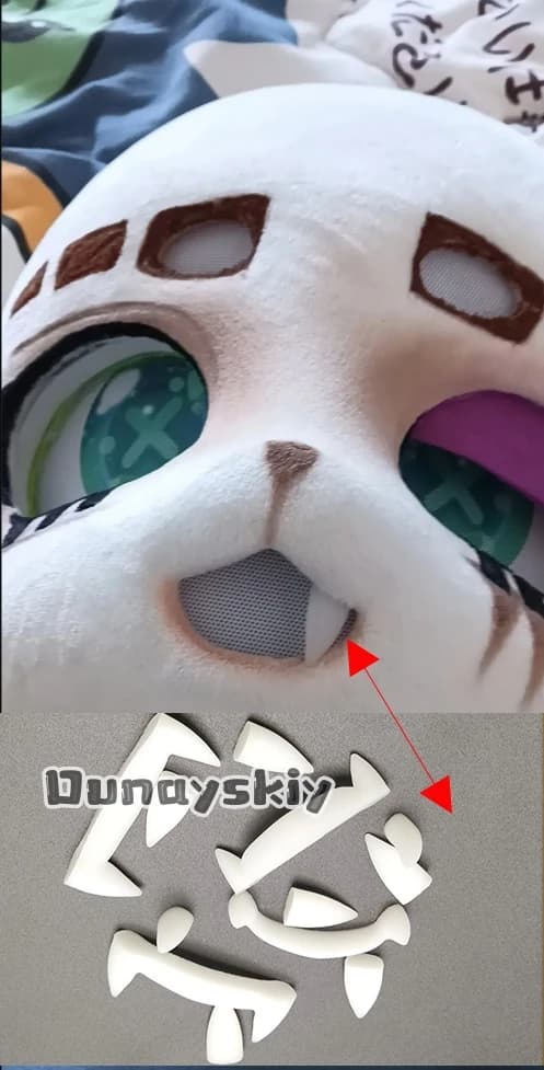 Peloso 3D Stampa Kemono Fursuit Denti Finti Costumi Cosplay Accessori 2 pz/4 pz Stampa 3D Lupo Mannaro Zanne Fursuit Puntelli FAI DA TE