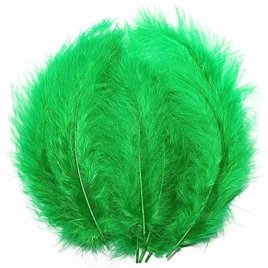 100pcs Fluffy Turkey Marabou Feathers 4-6inch for Craft Dream Catcher Mardi Green025 Masquerade Party Decoration Natural Fluffy