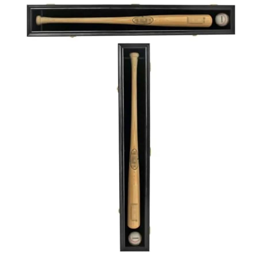 DisplayGifts Pro Vetrina per Mazza da Baseball da Collezione con Porta in Acrilico ad Alta Trasparenza con Protezione UV al 98% e Supporto Espositivo