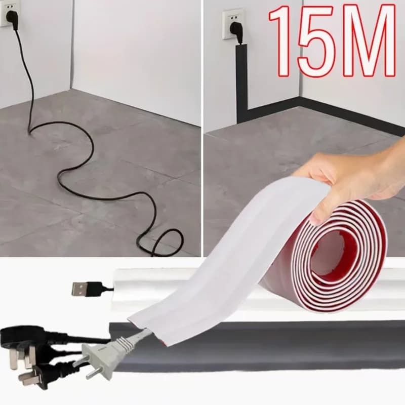 Protezione per copricavo Striscia di protezione autoadesiva per cavi in PVC Resistente all'usura Previene il viaggio Organizzatore di cavi per pareti e pavimenti per la casa