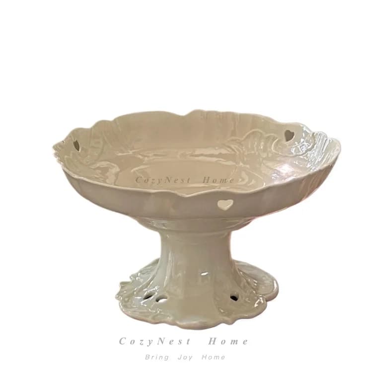 Ceramic fruit plate household living room coffee table candy snacks dried fruit plate high tray ornament