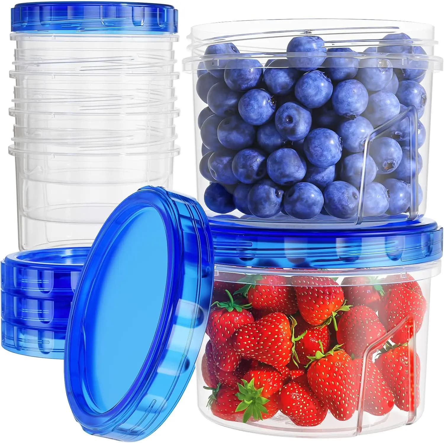 Freezer Storage Containers, [6 Pack-16 Oz] Airtight Plastic Food Storage Containers with Twist Top Lids, Soup, Meal Prep Contain