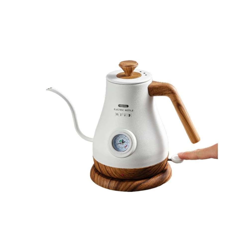 Retro Style Electric Gooseneck Kettle 1.0L | Variable Temperature Control, Stainless Steel for Pour-Over & Tea, 110V/220V