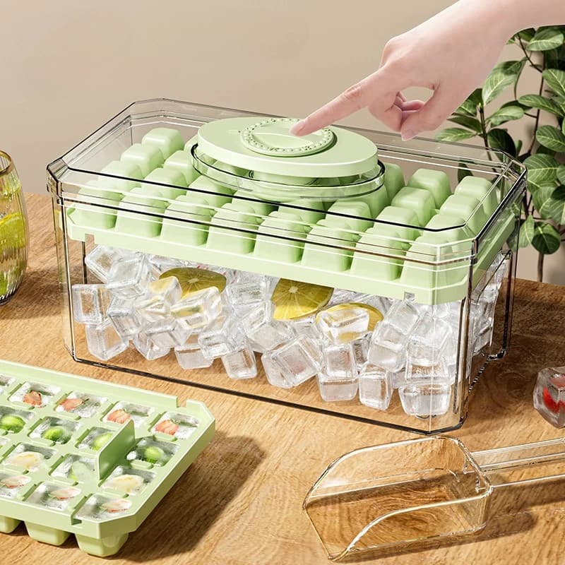 Tipo di pressa stampo per cubetti di ghiaccio vassoio per cubetti di ghiaccio con scatola portaoggetti stampi in Silicone birra gadget per la casa a congelamento rapido accessori da cucina