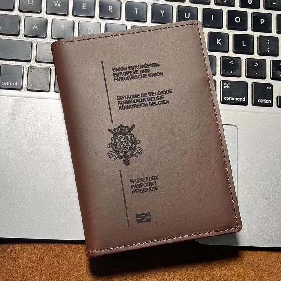 Custodia per passaporto belga in pelle fatta a mano porta passaporto in vera pelle Royaume De belque