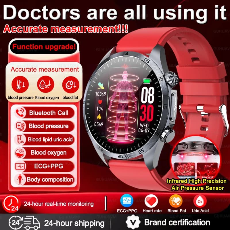 New Smartwatch 2026 for Men with Powder Therapy, ECG+PPG, Blood Pressure, Lipidi, Sleep Monitoring, Body Fat, BMI - Intelligent Health Bracelet