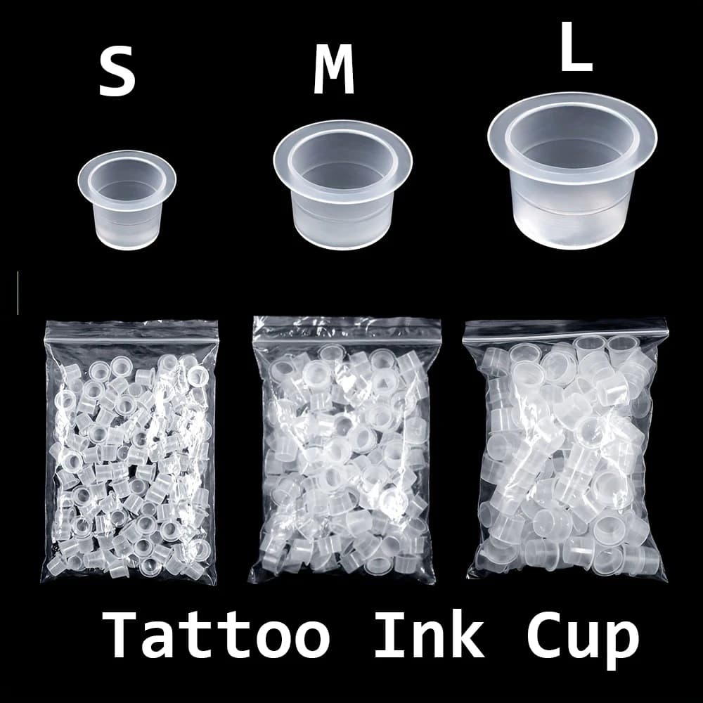 CJMIO 100/1000 pcs Use And Getting Microblading Tattoo Ink Cups SML Plastic Makeup Permanent Makeup Pigment Transparent Support Container Hip