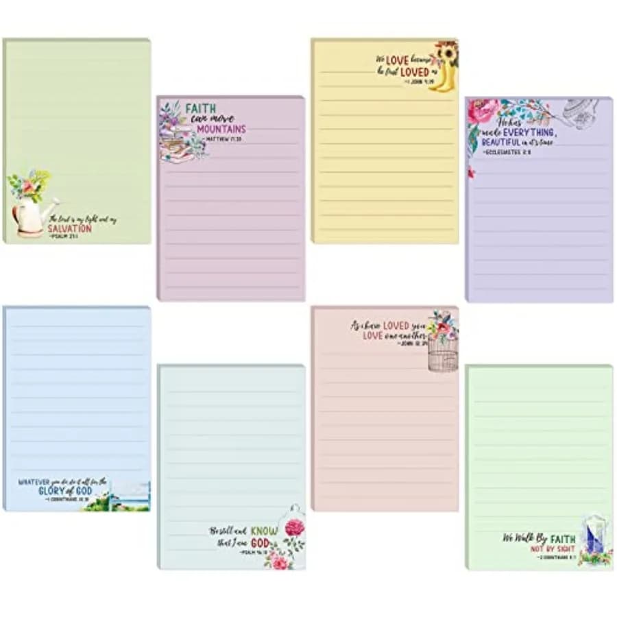8 Pack Bible Sticky Notes 240 Sheets Christian Sticky Notes 4 x 5 Inch Scripture Inspirational Memo Pads Floral Religious Quote