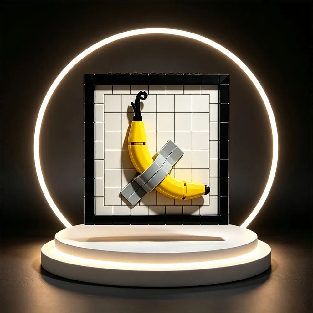 MOC Banana Photo Frame Maurizio Cattelan Comedian Banana Tape Wall Building Blocks Brick Collectible Model Desk Decor Art Gift