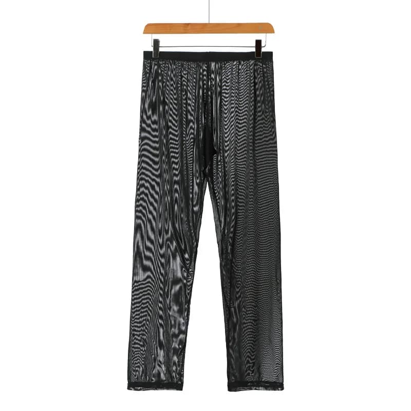 Pantaloni elasticizzati trasparenti trasparenti in rete morbida sexy da uomo Pantaloni da notte Pantaloni da uomo traslucidi caldi Abbigliamento per la casa