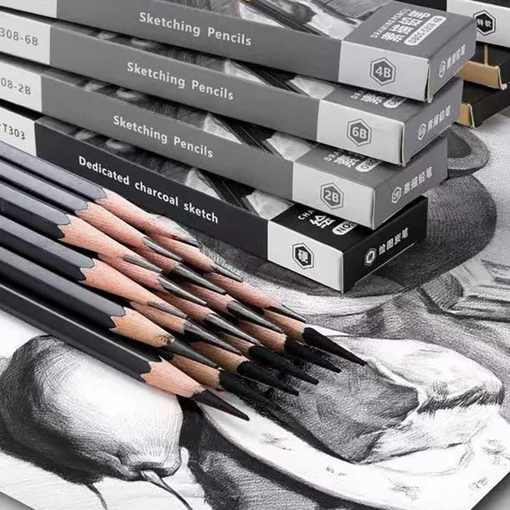 12 pieces Sketching pencil for students, beginner charcoal pencil set for sketching, various hardness for art painting