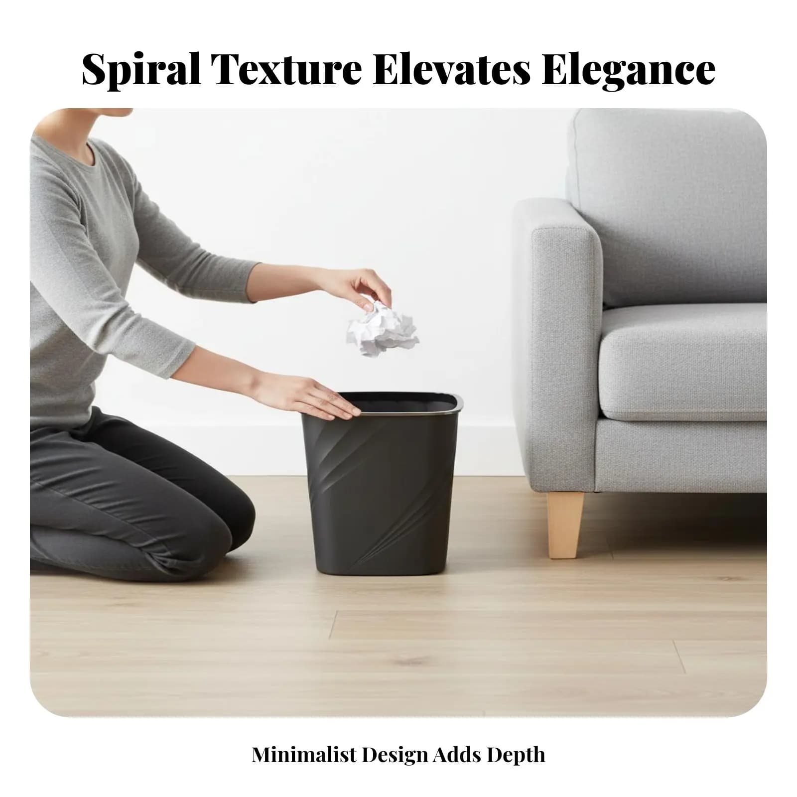 Pressure Band Trash Can Long-Lasting Square Trash Can Lidless Garbage Bin Wide Accessible Ing Plastic Waste Paper Basket Easy To