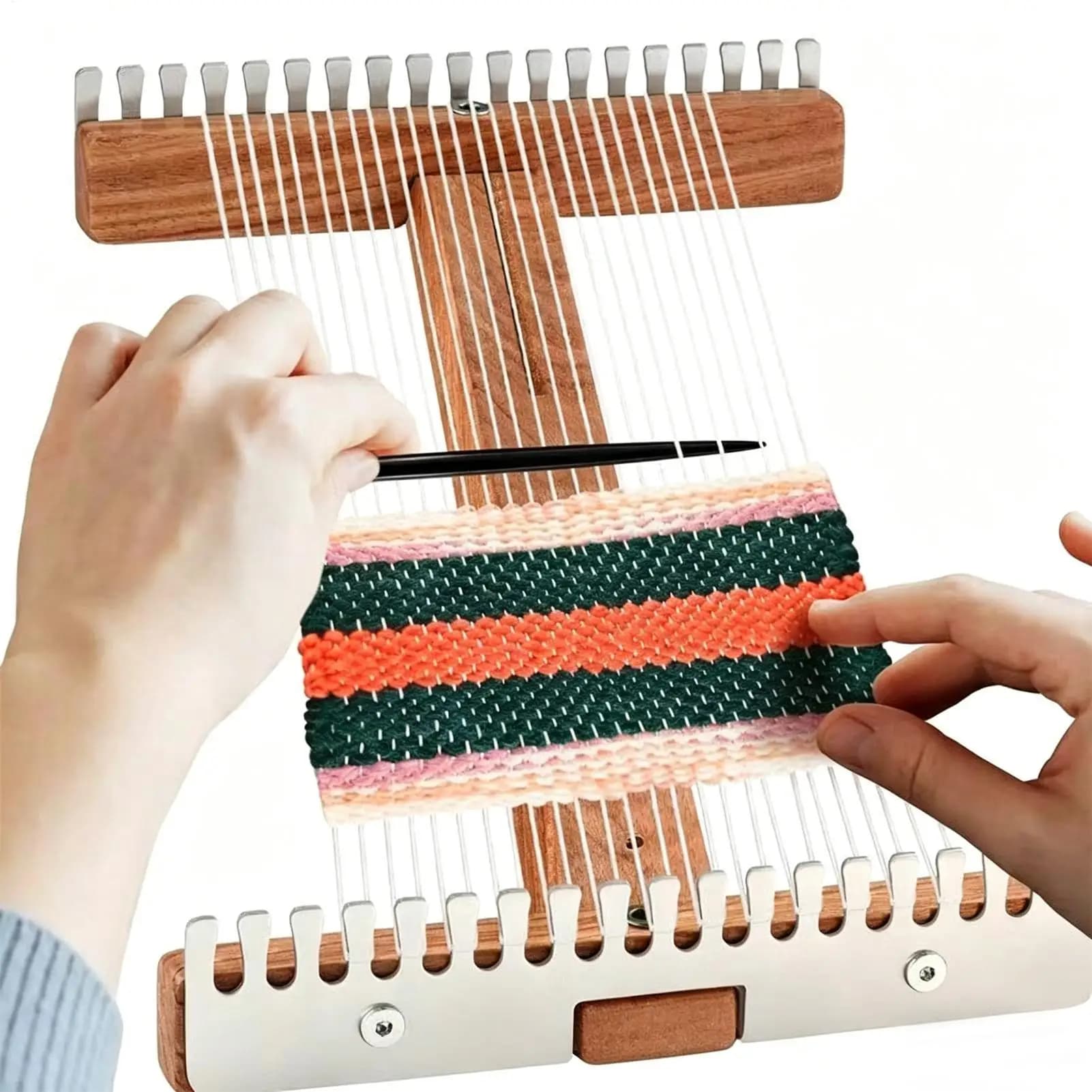 Weaving Loom Adjustable Wooden Frame Sewing Machine Tapestry Loom for Home School Art Class Workshop Studio Family Gathering